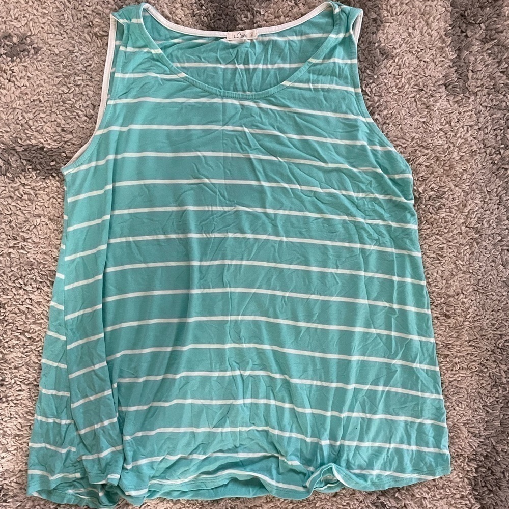 Blue and white maternity flowy tank top